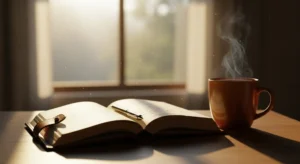 Morning journaling with coffee - daily momspiration habits for mindful motherhood