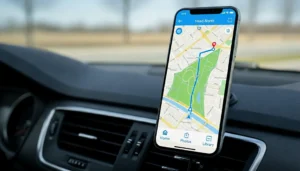 Best family road trip app open on car dashboard phone mount