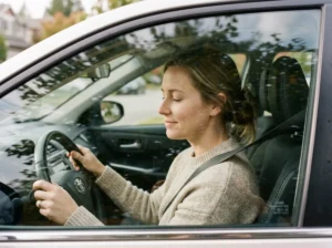mom taking a quiet moment alone in her parked car